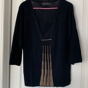 Lightweight sweater with rhinestone and crochet details